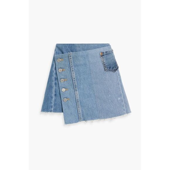 RE/DONE WITH LEVI'S Paneled Denim Mini Wrap Skirt - Size 26 - NWT - Picture 3 of 6